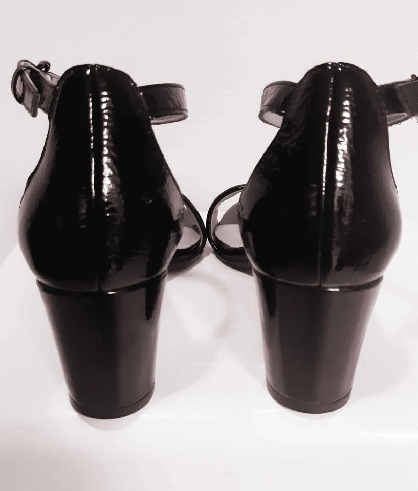 Naturalizer Vera Black Patent Leather Block Heels Size 7 Wide - photo 3