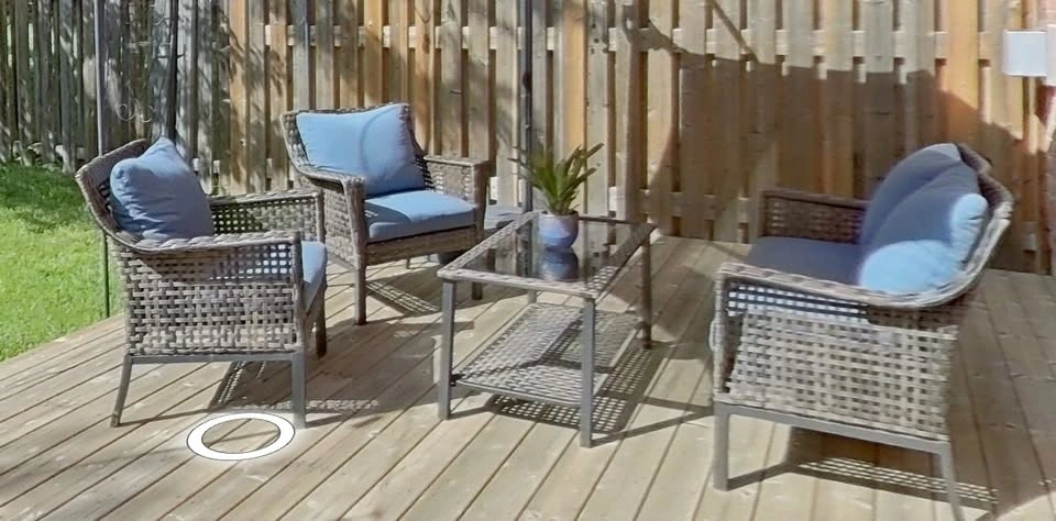 Patio Furniture Set with Blue Cushions