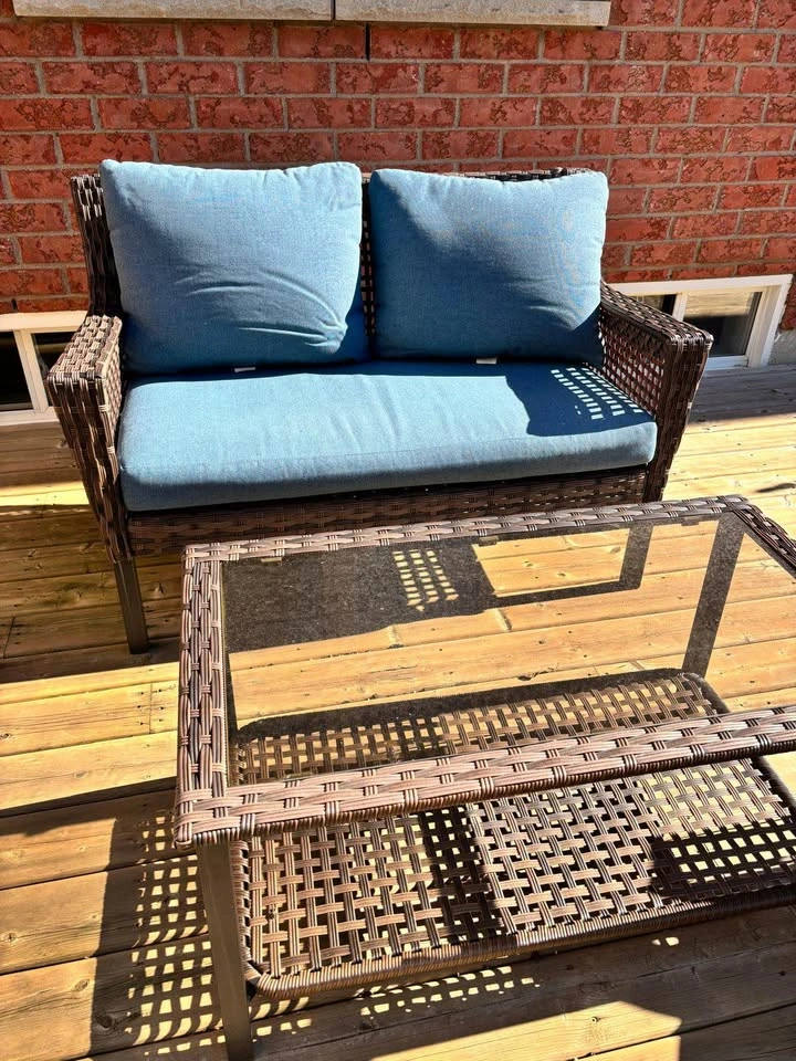 Patio Furniture Set with Blue Cushions - photo 2