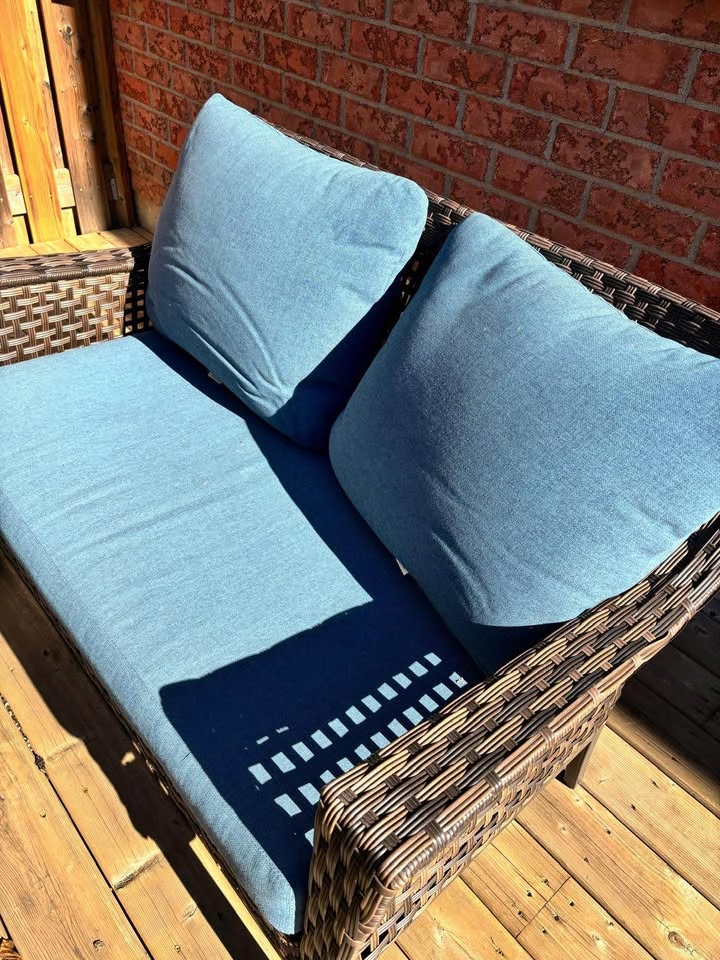 Patio Furniture Set with Blue Cushions - photo 3
