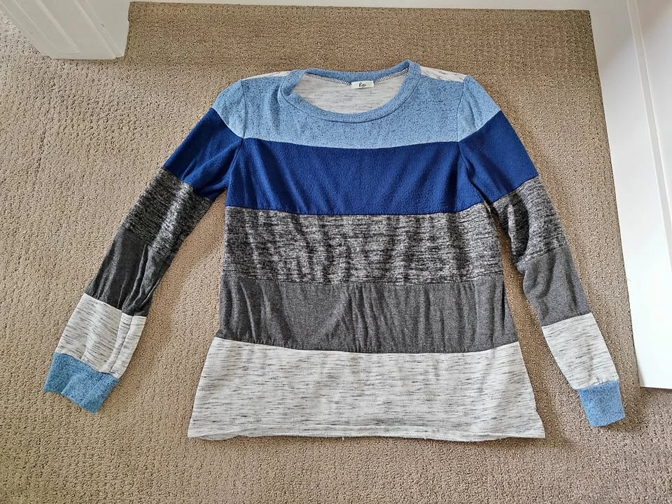 Egs by Eloges - Women Stripe Tunic Sweater Top - Size Small