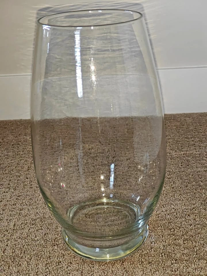 Floral Pear Shaped Clear Glass Vase - Tall Vase for Flowers
