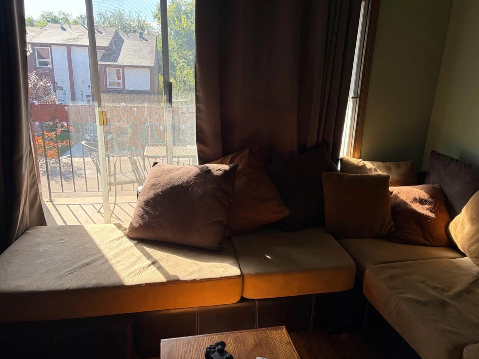 Brown and Tan L-Shaped Sectional Sofa - photo 2
