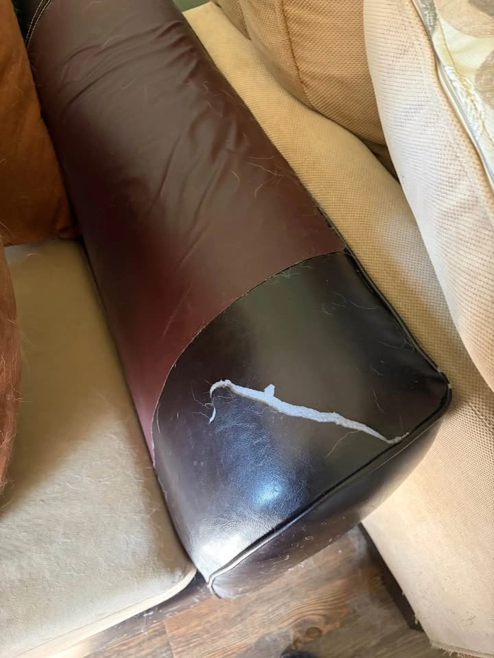 Brown and Tan L-Shaped Sectional Sofa - photo 3