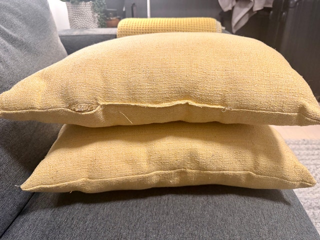 Yellow Throw Pillows / Cushions – Textured Linen, Set of 2 - photo 4