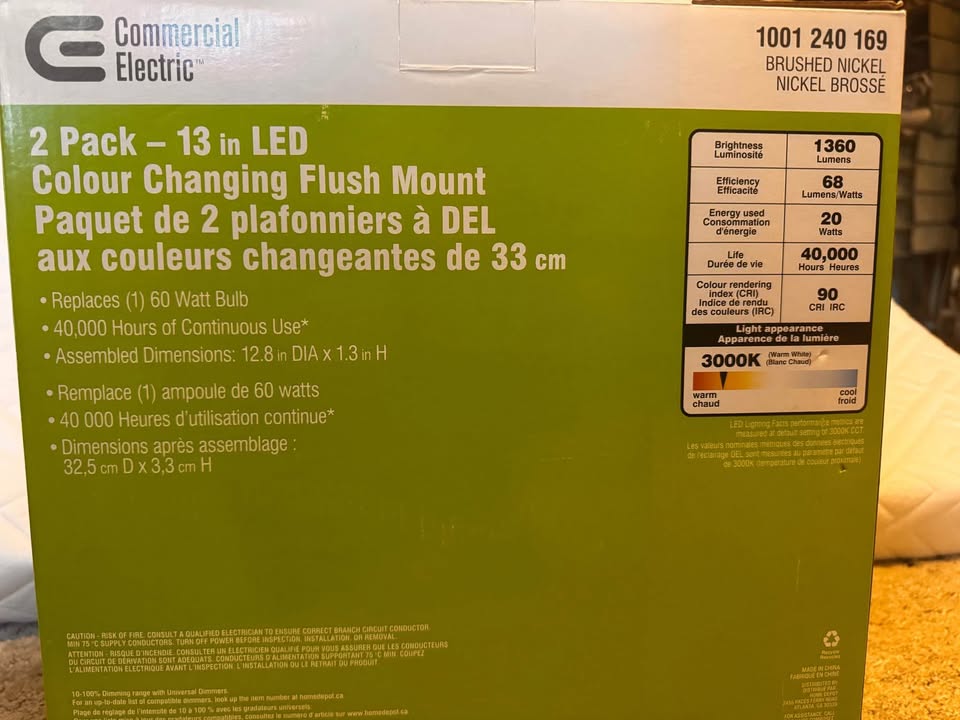 2 Pack Ceiling Lights- 13 in LED Colour Changing Flush Mount - photo 3