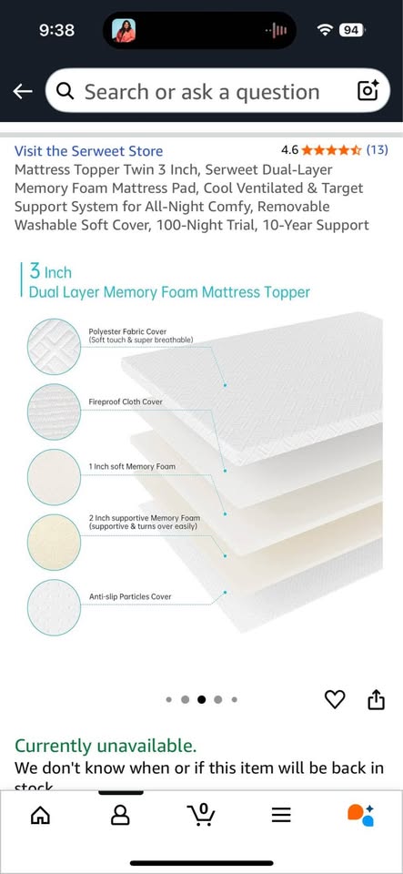 Mattress Topper -twin size - photo 4