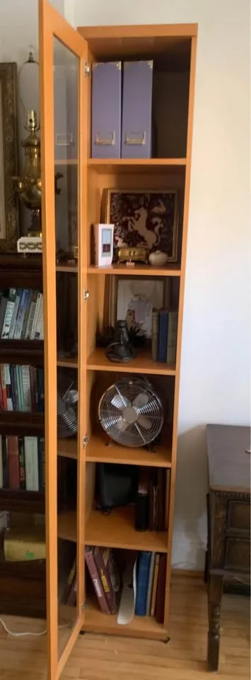 Tall Solid Ikea Bookcase w/ Glass Door image indicator(3)