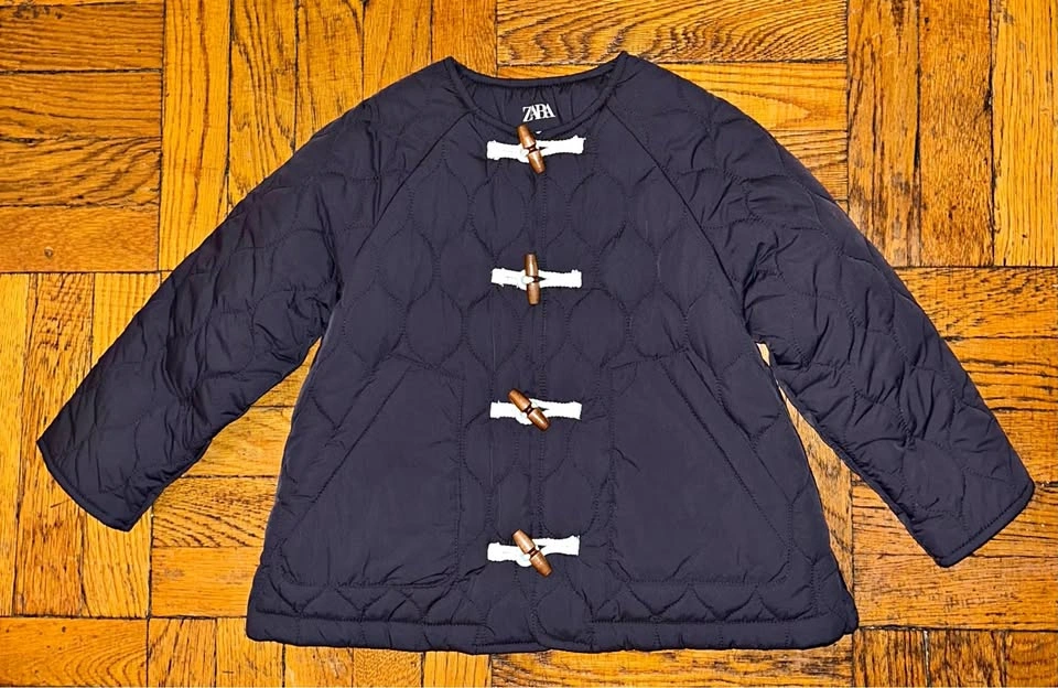 Zara Kids Fleece-Lined Navy Quilted Jacket- SZ 6 Years