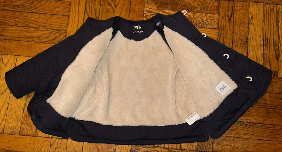 Zara Kids Fleece-Lined Navy Quilted Jacket- SZ 6 Years - photo 2