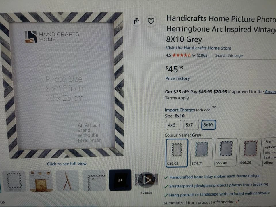Handicrafts Home Herringbone Art Inspired 8x10 Picture Frame - photo 2
