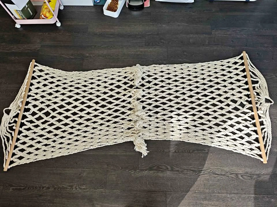 New Cotton Rope Hammock with Wooden Spreader Bars