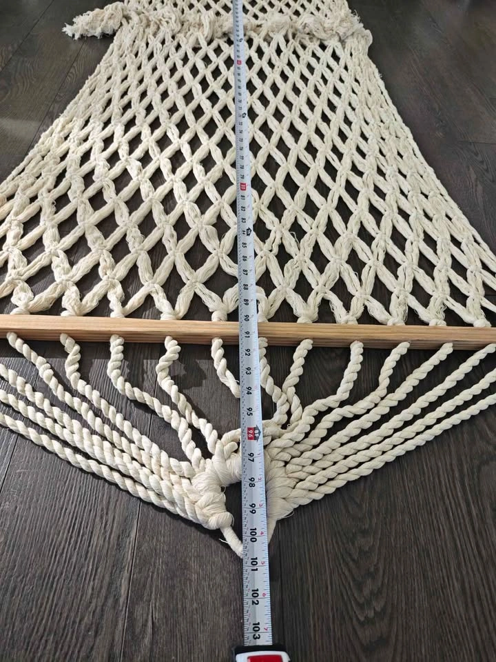 New Cotton Rope Hammock with Wooden Spreader Bars - photo 2