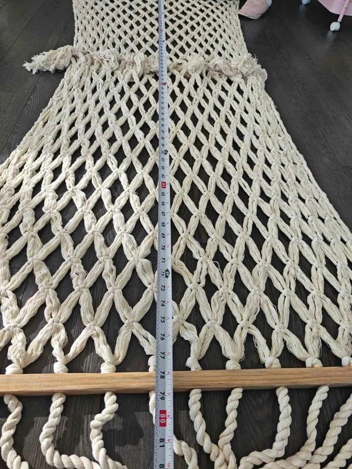 New Cotton Rope Hammock with Wooden Spreader Bars - photo 3