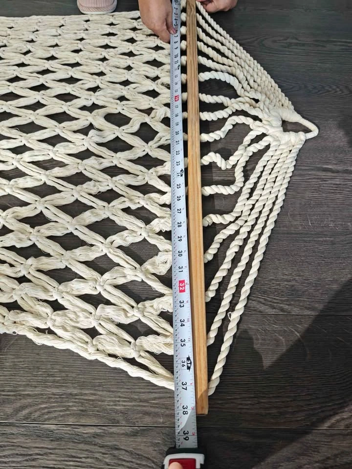 New Cotton Rope Hammock with Wooden Spreader Bars - photo 4