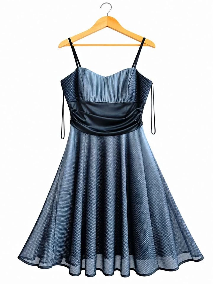 Laura Petites Blue Glitter Fit and Flare Dress Size 12P