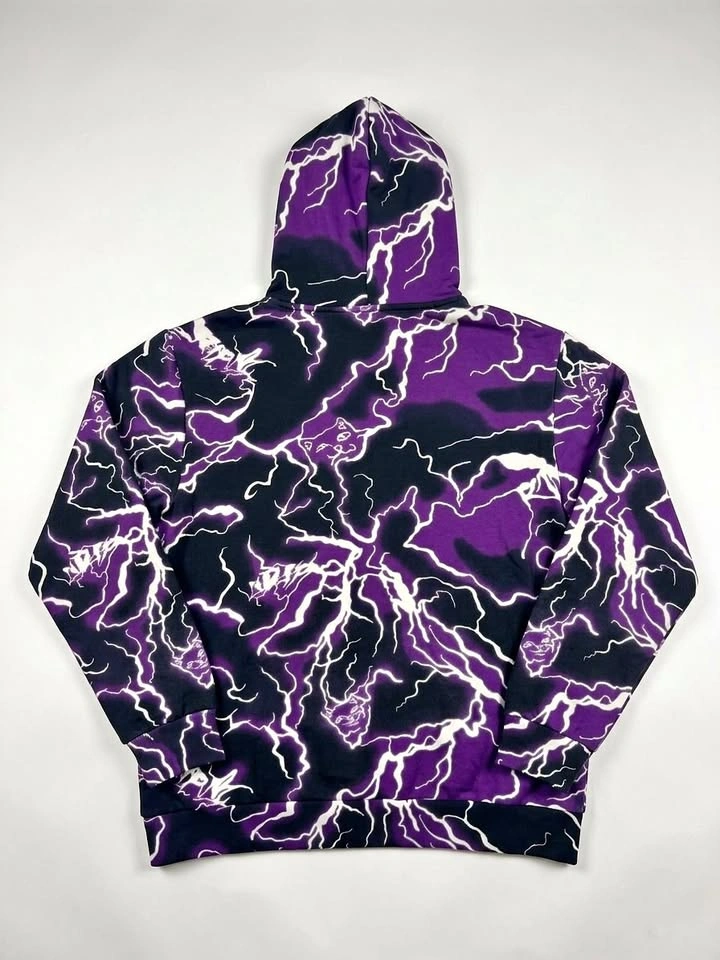 Purple & Black Lightning Graphic Hoodie – xl