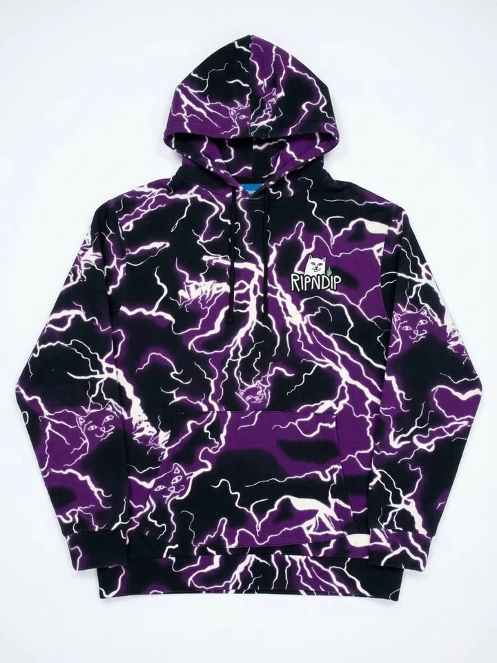 Purple & Black Lightning Graphic Hoodie – xl - photo 2