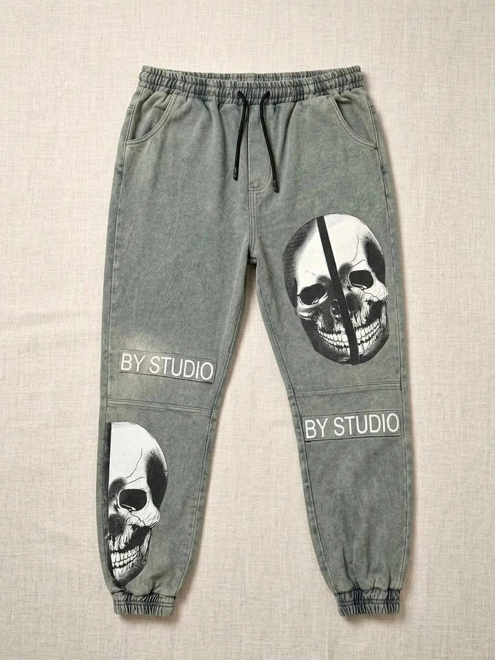 Grey Skull Joggers size L