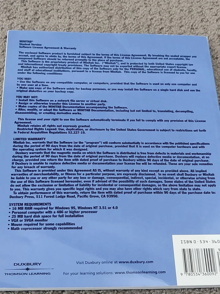 Minitab Student Version Release 12 for Windows - photo 2