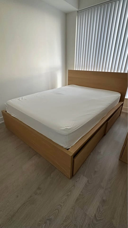 Queen Bed Set: IKEA MALM Frame w/ Storage + 10" Mattress - photo 2