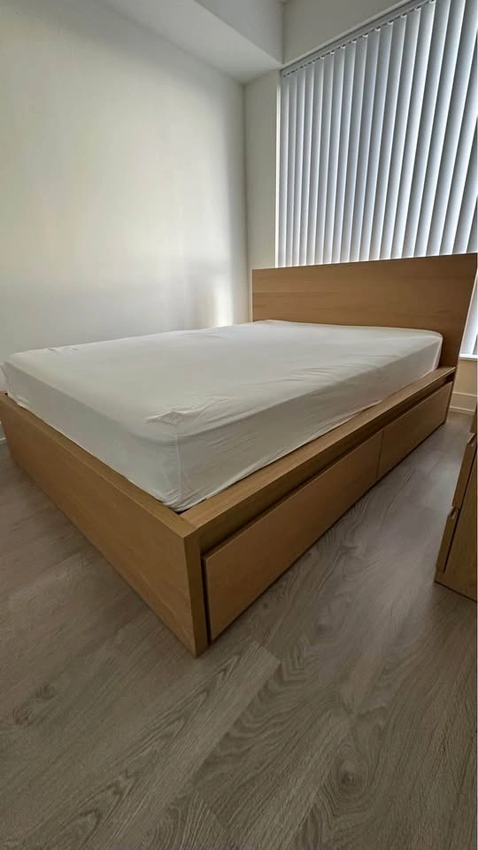 Queen Bed Set: IKEA MALM Frame w/ Storage + 10" Mattress - photo 3
