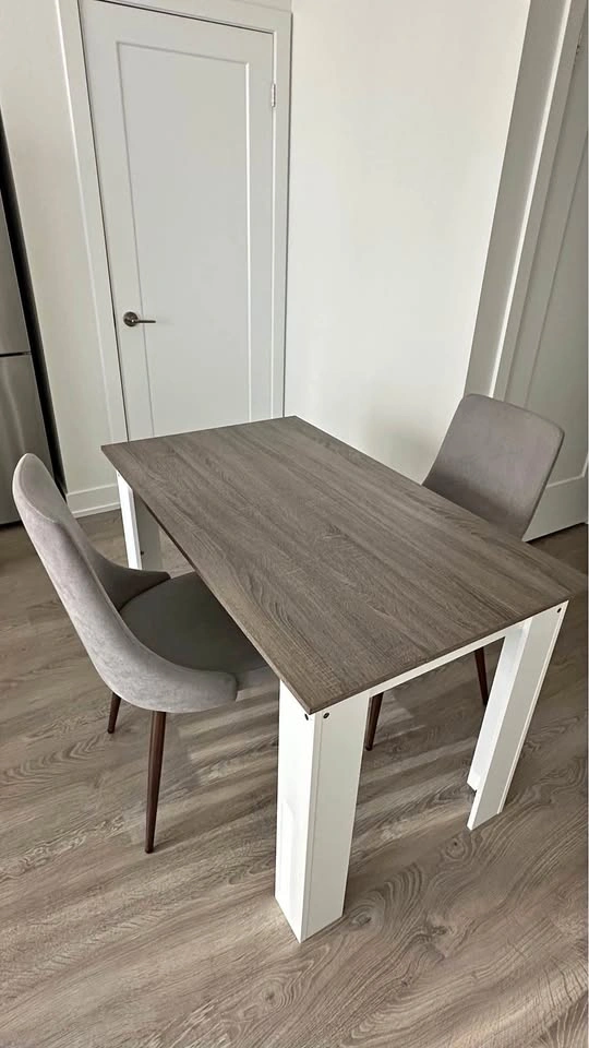 Modern 3-Piece Dining Set (Grey Table + 2 Upholstered Chairs)