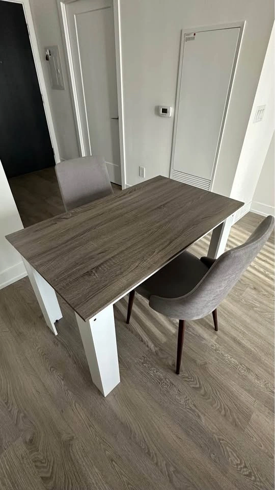 Modern 3-Piece Dining Set (Grey Table + 2 Upholstered Chairs) - photo 3