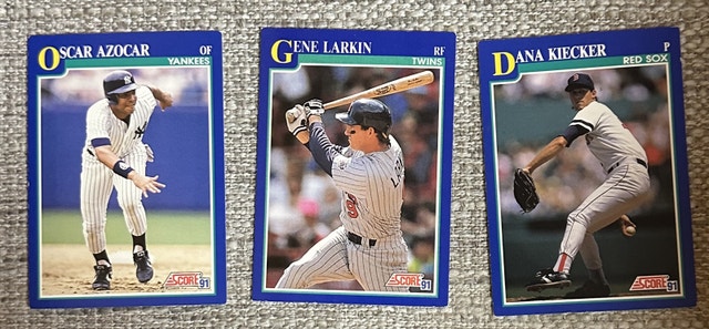 3 blue Scores ‘91 cards