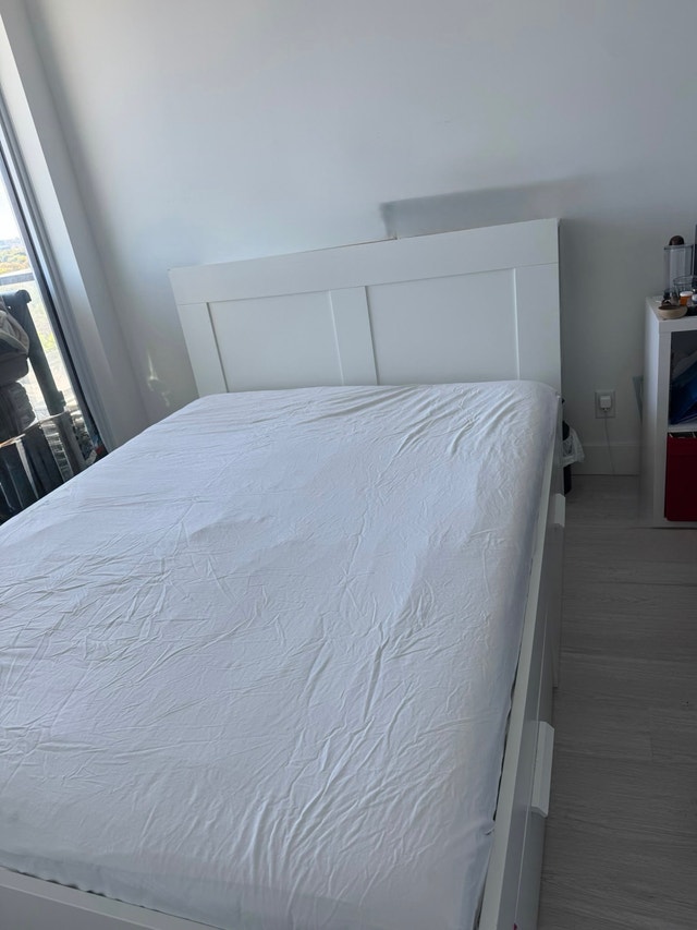 IKEA BRIMNES Queen Bed Frame with Storage & Headboard – White - photo 2
