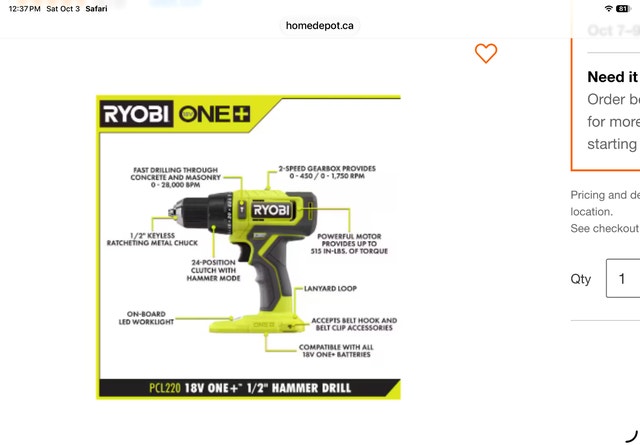 Ryobi Hammer Drill (Tool Only) - photo 5