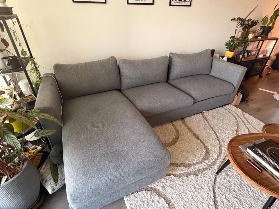 IKEA 3-seat sofa-bed w/ chaise lounge, VIMLE gray - photo 2