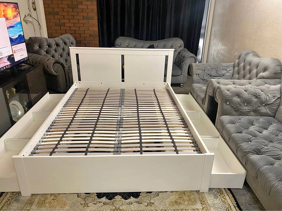 Queen Bed Frame with 4 Storage Drawers
