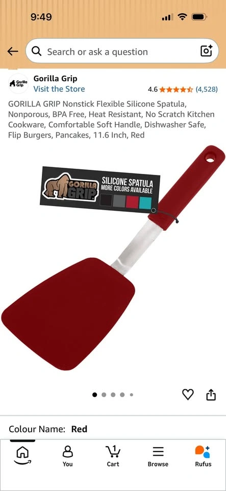 Gorilla Grip red Silicone Spatula NEW - photo 3