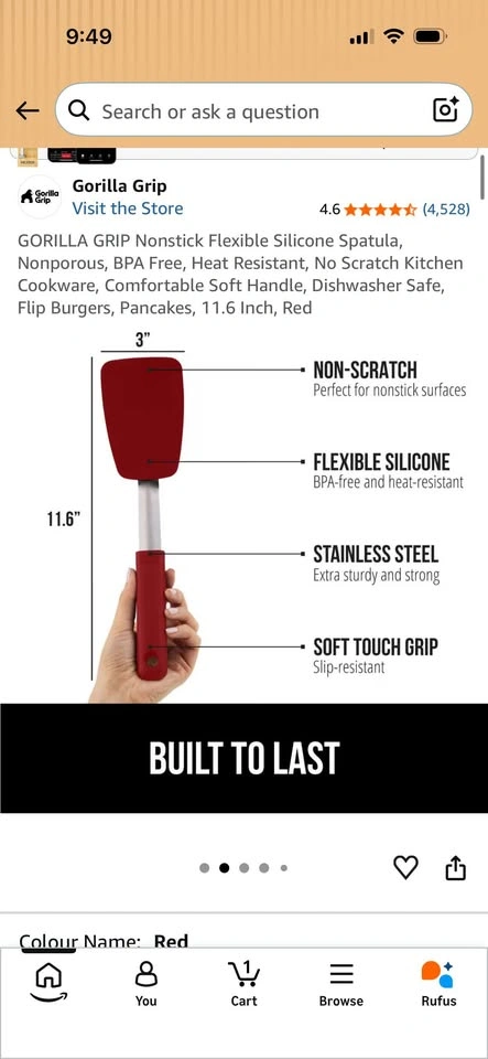 Gorilla Grip red Silicone Spatula NEW - photo 4