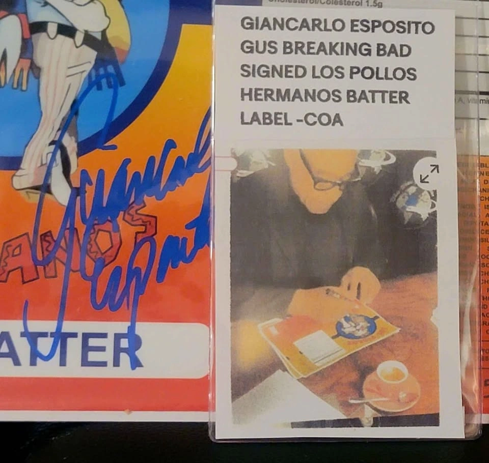 3 Signed Giancarlo Esposito Breaking Bad Fry Batter Labels - photo 4