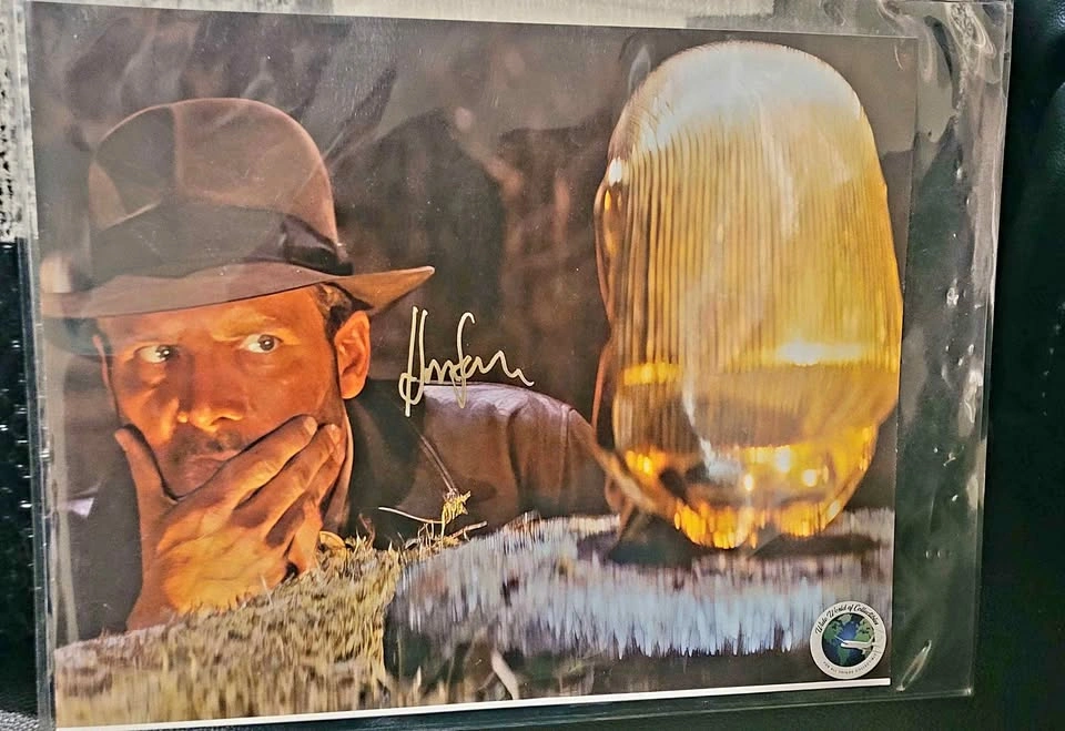 SIGNED HARRISON FORD INDIANA JONES MOVIE PHOTO C/W COA