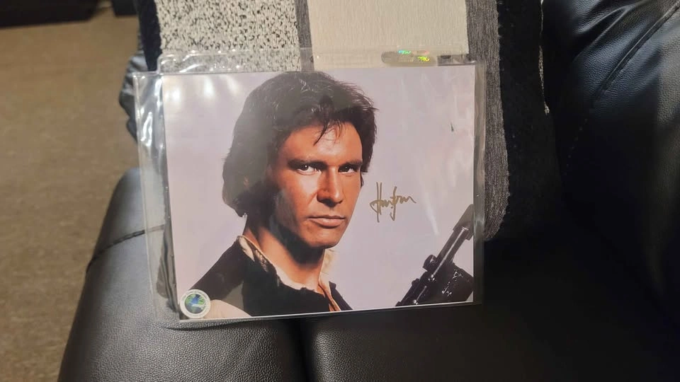 Signed photo of actor Harrison Ford as Han Solo