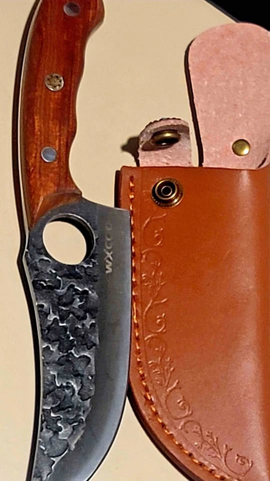 New WXCOO Handmade Forged Kitchen Cleaver with Finger Hole