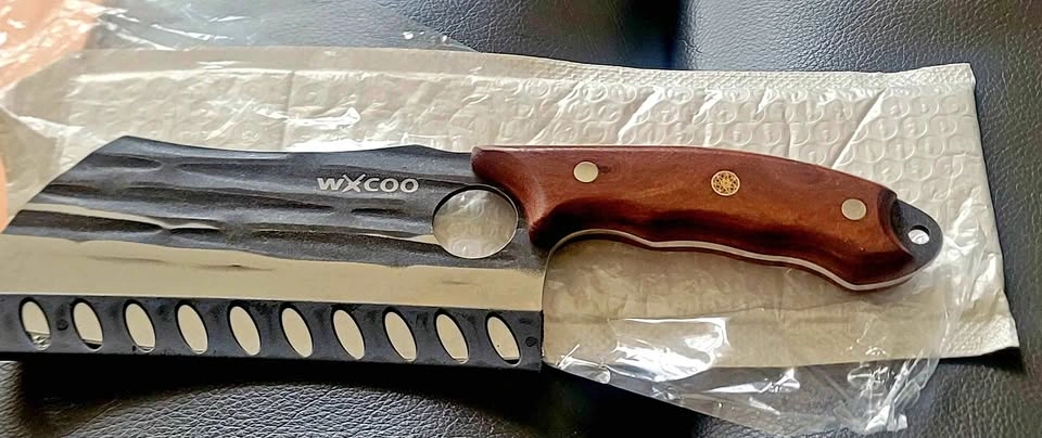 WXCOO Hand-Forged Hammered High-Carbon Steel Kitchen Cleaver