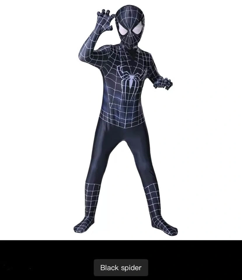 Kids Black Spider Hero Costume – Size S – Halloween