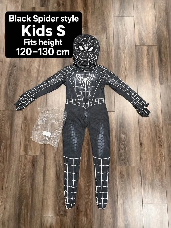 Kids Black Spider Hero Costume – Size S – Halloween - photo 2
