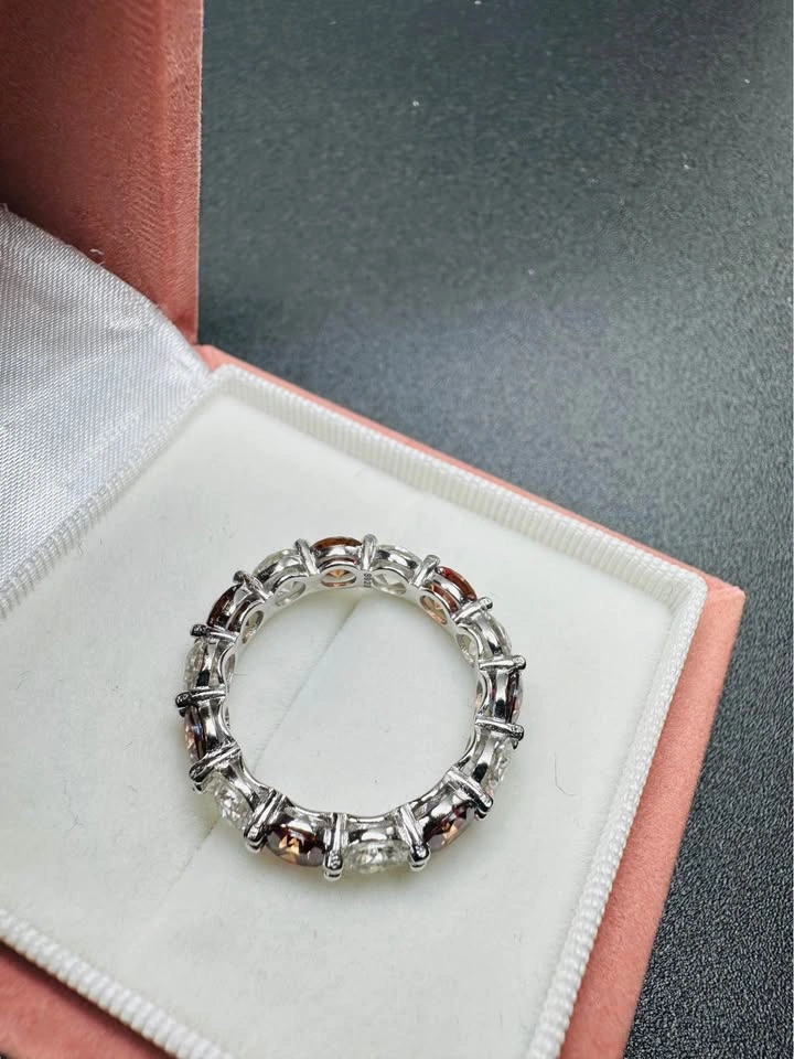 6.5-7CT Red & White Eternity Band, 925 Silver, 18K Gold Plated - photo 5