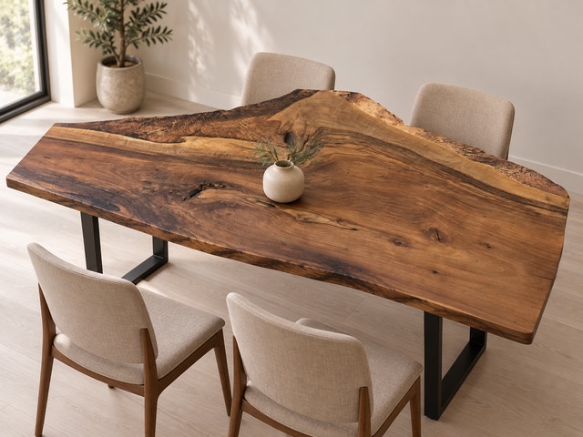 LIVE-EDGE WALNUT WOOD COLLECTION - STATEMENT SLAB + 3 SHELVES - photo 3