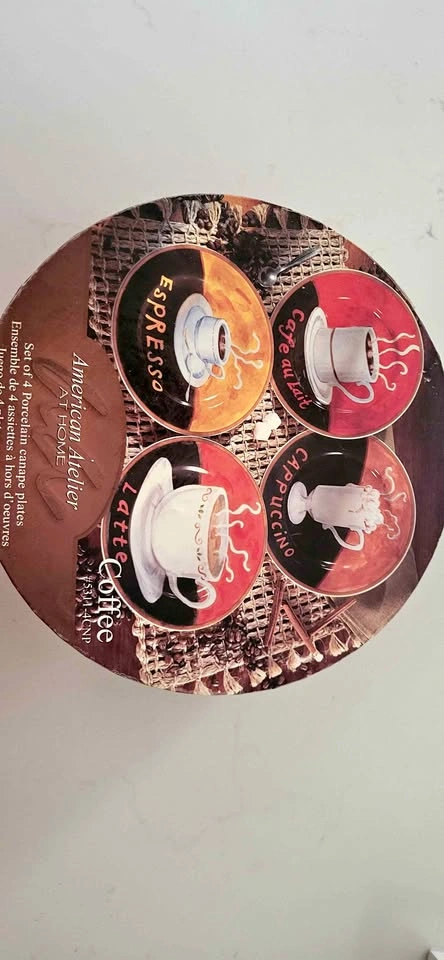 Cute bistro coffee plates set of 4