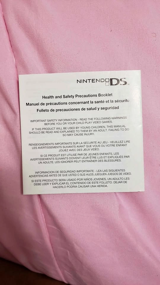 Nintendo DS Health and Safety Precautions Booklet