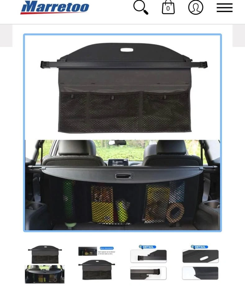 Marretoo Retractable Cargo Cover Trunk Cover Black 51 inches - photo 3