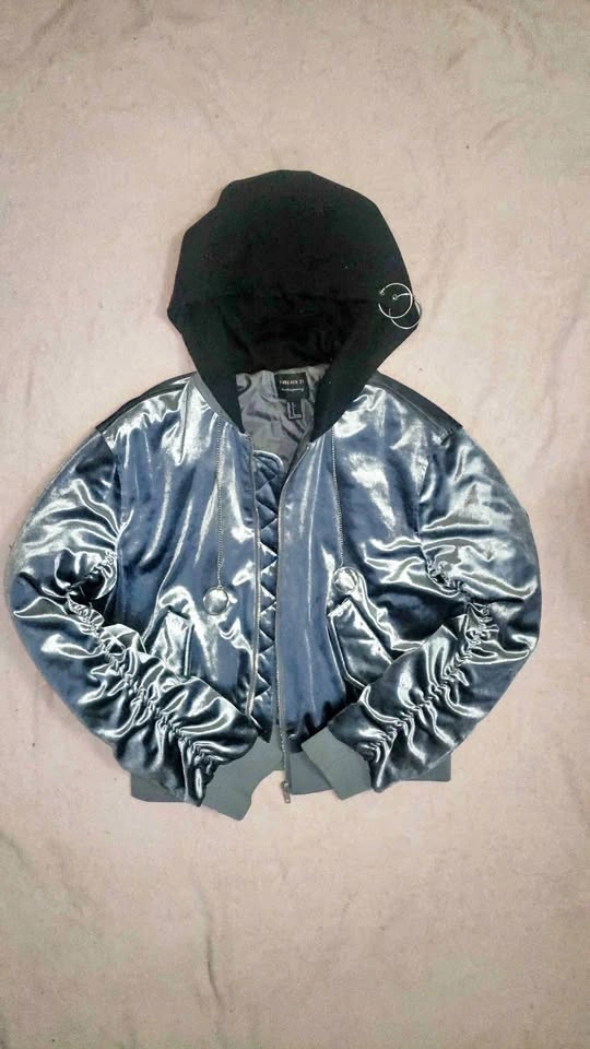 Women's Grey Satin Bomber Jacket