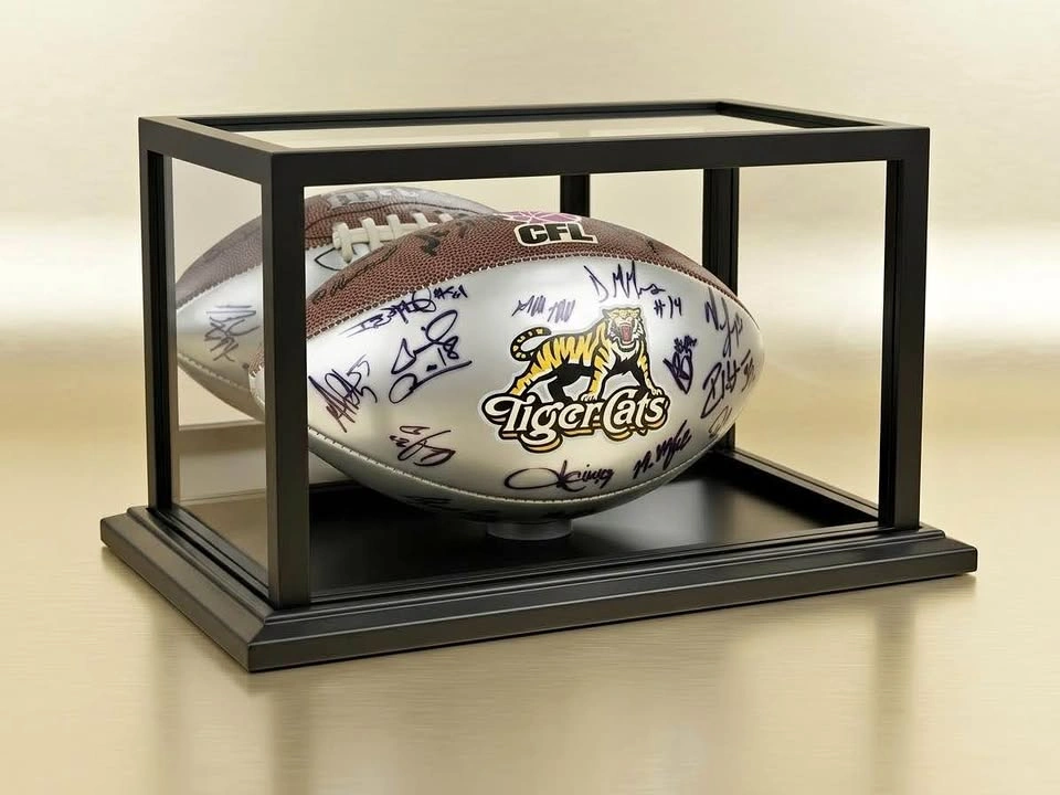 Autographed Hamilton Tiger-Cats CFL Football with Case