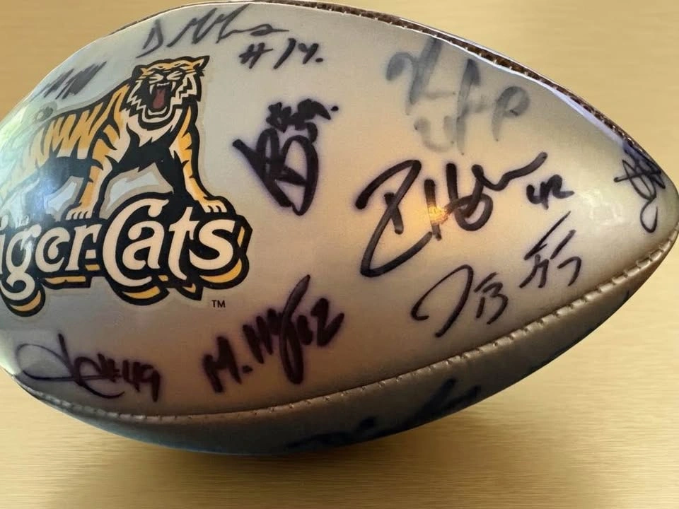 Autographed Hamilton Tiger-Cats CFL Football with Case - photo 2